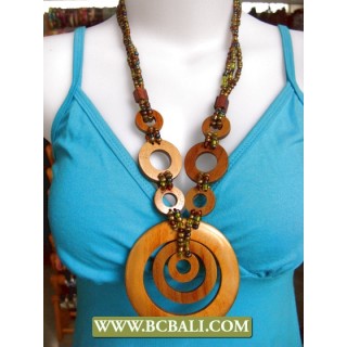 Balinese Hand Painting Wood Necklace